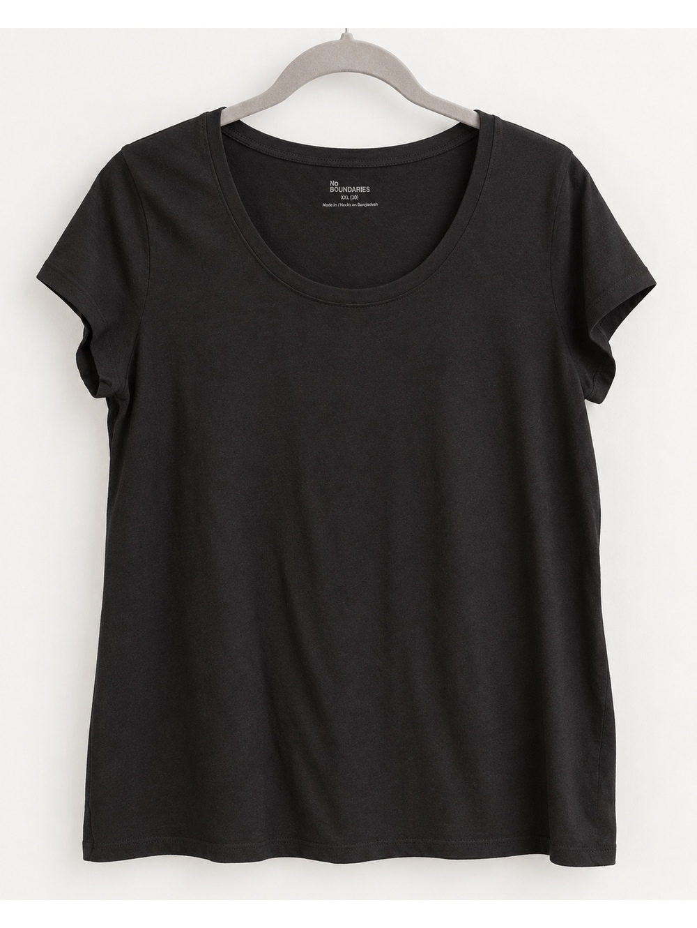 No Boundaries Women’s XXL 20 Black Scoop Neck Short Sleeve Basic T-Shirt